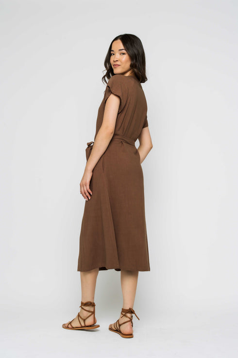 Melanie-Button Front Midi Dress